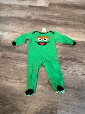 Sesame Street Green Character Fleece One-Piece Pajamas for Kids - Green